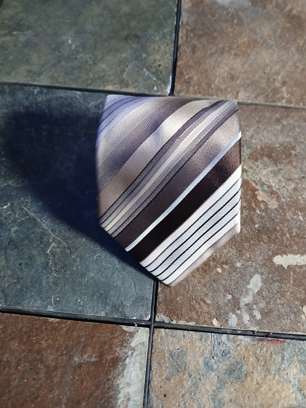 Van Heusen Men’s Striped Brown Silk Tie